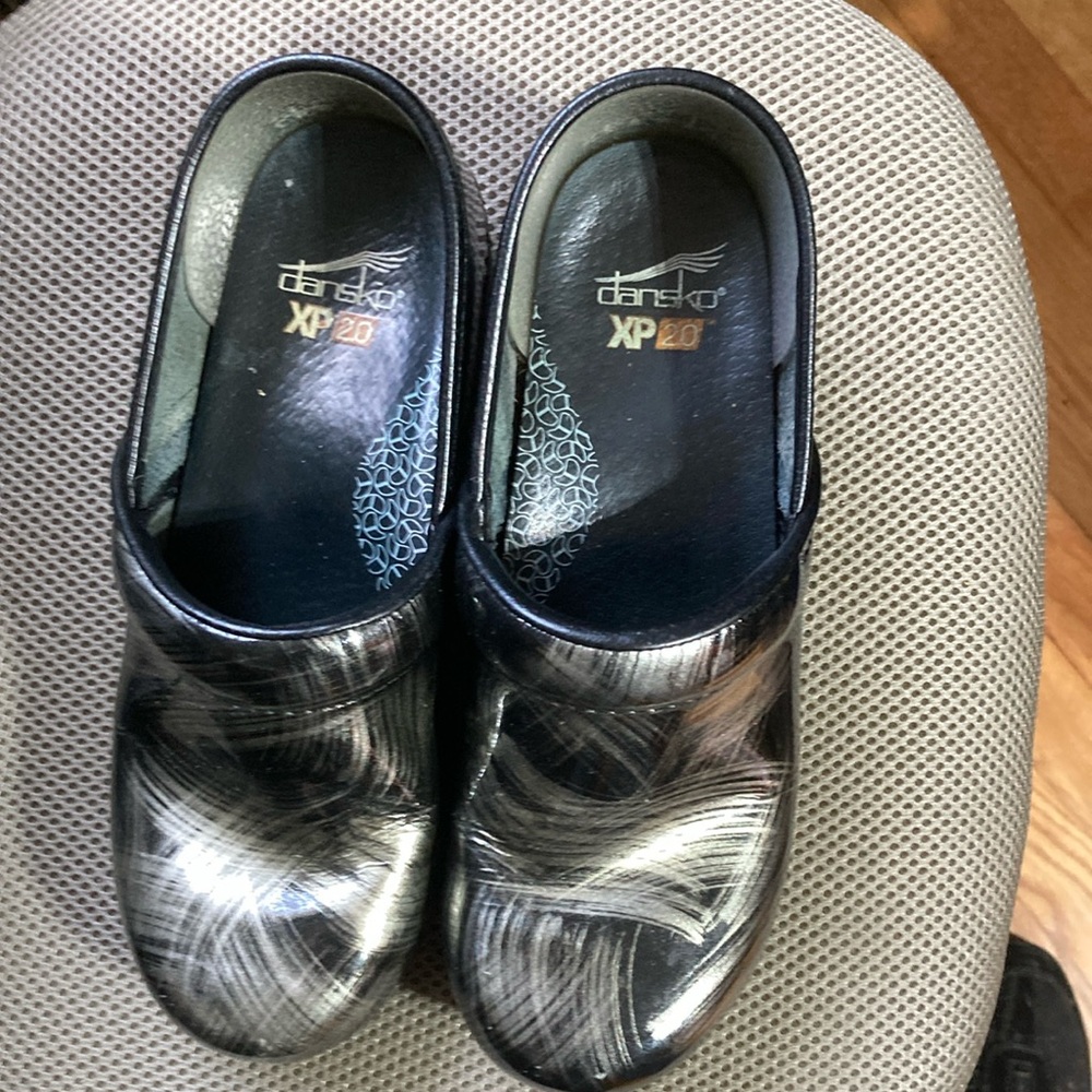 Dansko Black and Silver Mules